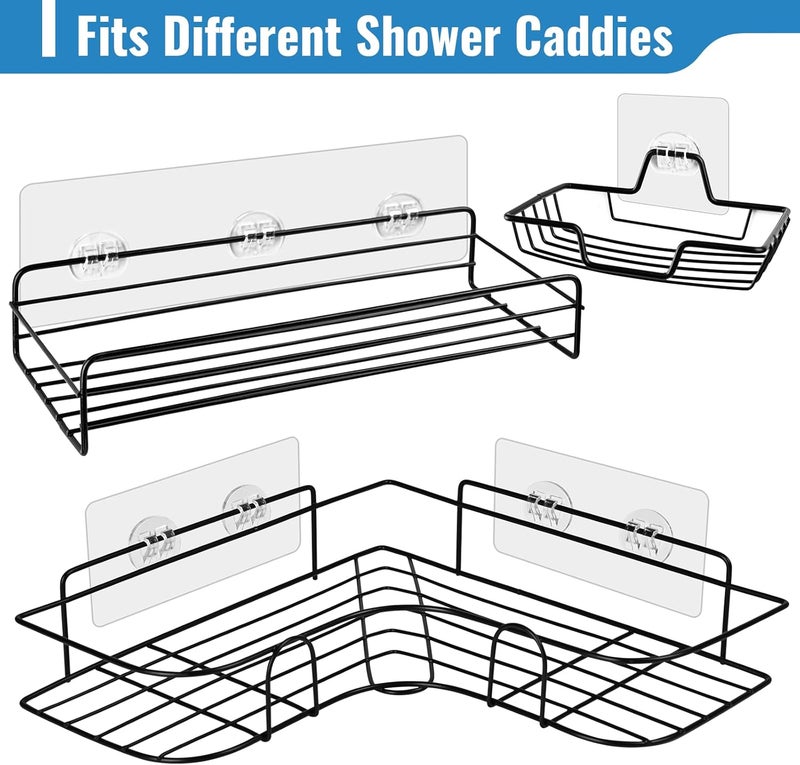 EILKBLA 15 Pack Shower Caddy Adhesive Replacement - Strong No Drilling Shower Shelf Adhesive Hooks for Bathroom Storage Shelves & Kitchen Racks, 3 Sizes Included - Image 5